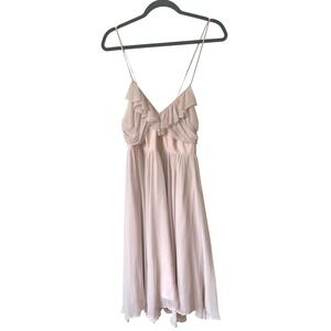 NEW The Limited Blush Pink Ruffle Chiffon Midi Dress Size 8 Spaghetti Strap